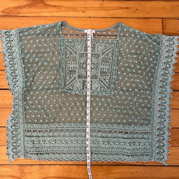 Sundance Green Sheer Embroiderd Lace Top, Size Small - Picture 8 of 9